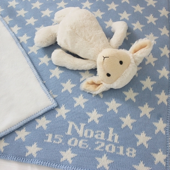 Blue Stars Personalized Baby Blanket