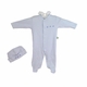 Blue Striped Romper and Hat with Ducks