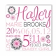 blushing bloom canvas birth announcement