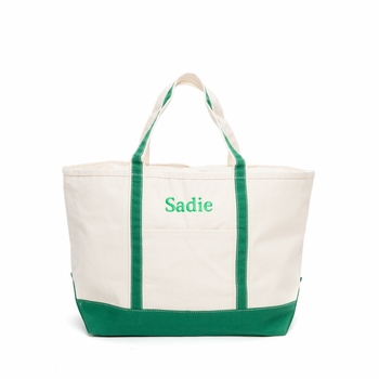 boat tote - emerald green