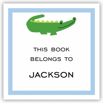 boatman geller alligator light blue square sticker