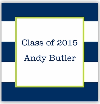 boatman geller awning stripe navy square sticker