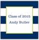 boatman geller awning stripe navy square sticker