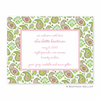 boatman geller baby paisley pink small flat notecard