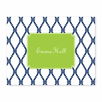 boatman geller bamboo navy & green fold over note