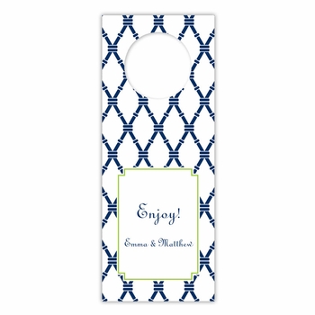 boatman geller bamboo navy & green wine tags