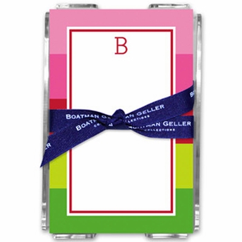 boatman geller bold stripe pink & green acrylic note sheets