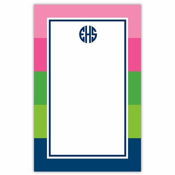 boatman geller bold stripe pink, green & navy notepad