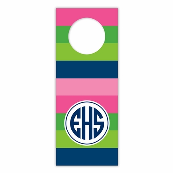 boatman geller bold stripe pink, green & navy wine tags