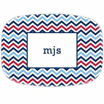 boatman geller chevron blue & red platters