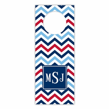 boatman geller chevron blue & red wine tags