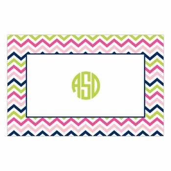 boatman geller chevron pink, navy & lime disposable placemats
