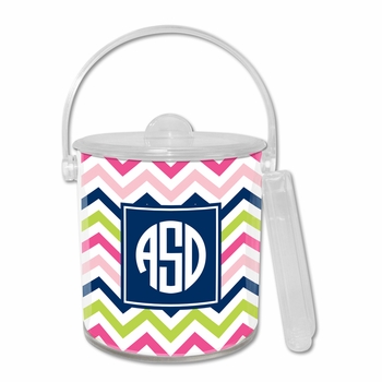 boatman geller chevron pink, navy & lime ice bucket