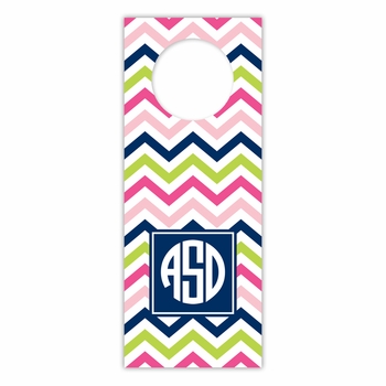 boatman geller chevron pink, navy & lime wine tags