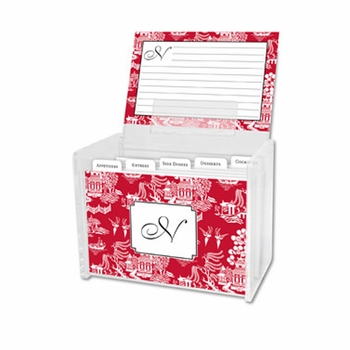 boatman geller chinoiserie red recipe box