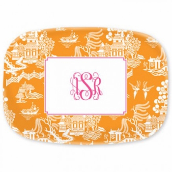 boatman geller chinoiserie tangerine platter