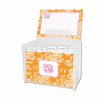boatman geller chinoiserie tangerine recipe box