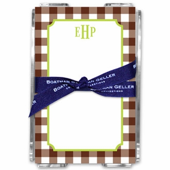boatman geller classic check chocolate note sheets in acrylic note sheets