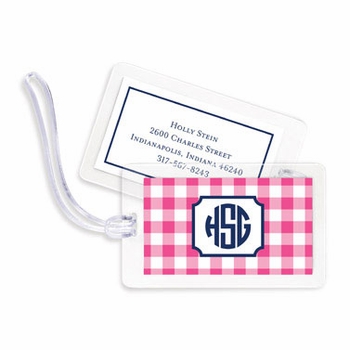boatman geller classic check raspberry bag tags