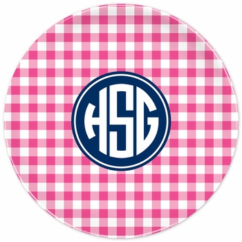 boatman geller classic check raspberry plate