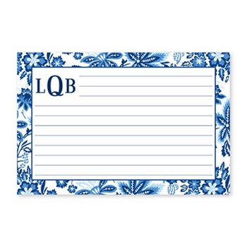 boatman geller classic floral blue recipe card