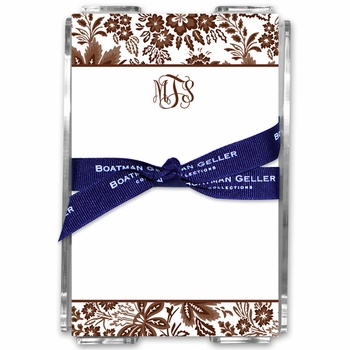boatman geller classic floral brown acrylic note sheets