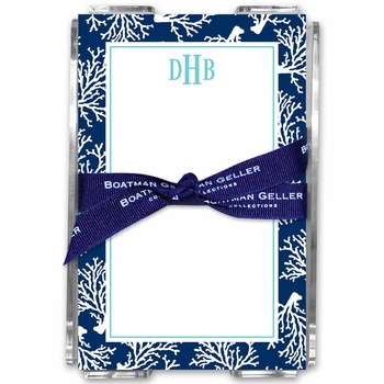 boatman geller coral repeat navy acrylic note sheets
