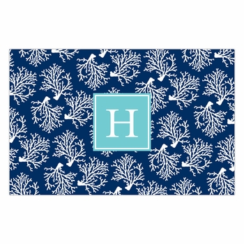 boatman geller coral repeat navy placemat