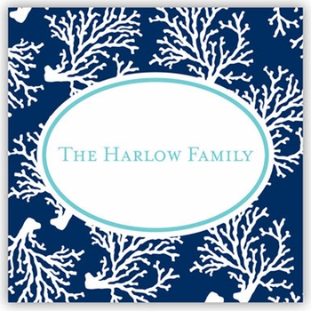 boatman geller coral repeat navy square sticker