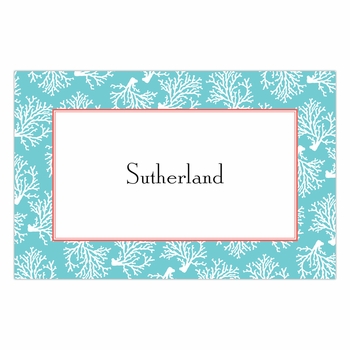 boatman geller coral repeat teal disposable placemats