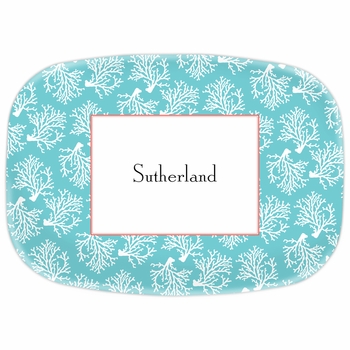 boatman geller coral repeat teal platter