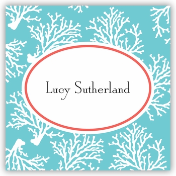 boatman geller coral repeat teal square sticker