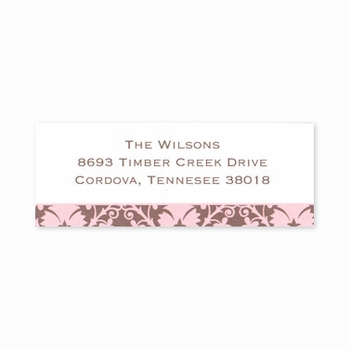 boatman geller damask pink & brown address labels