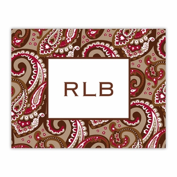 boatman geller ellie paisley brown & tan foldover notes
