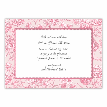 boatman geller floral toile pink large flat notecard
