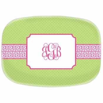 boatman geller greek key band pink platter