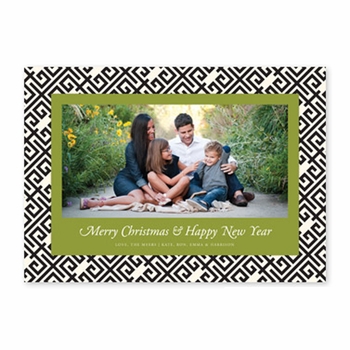 boatman geller greek key black & olive photocard