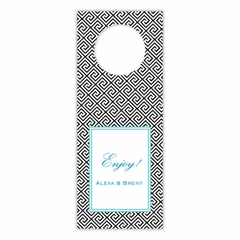 boatman geller greek key black wine tags