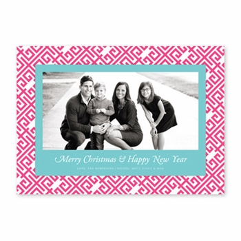 boatman geller greek key hot pink & aqua photocard