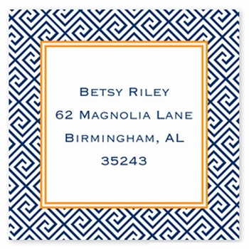 boatman geller greek key navy square sticker