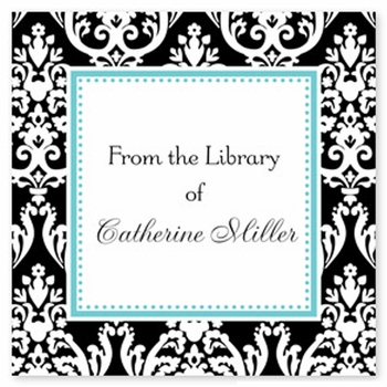 boatman geller madison damask black square sticker