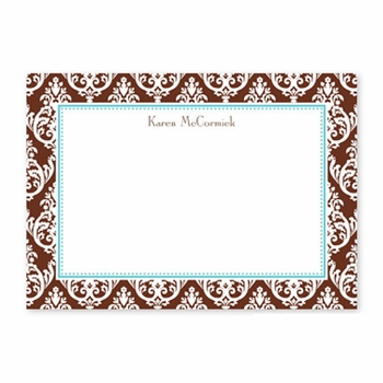 boatman geller madison damask chocolate large flat notecard