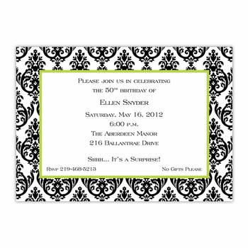 boatman geller madison damask white with black large flat notecard