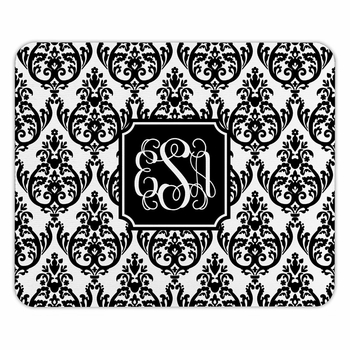 boatman geller madison damask white with black mouse pad
