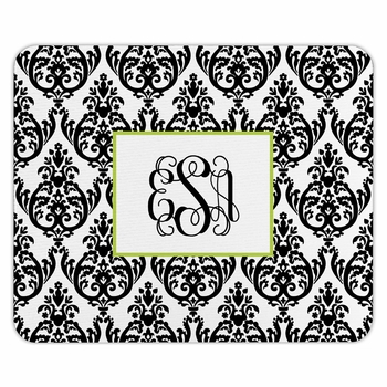 boatman geller madison damask white with black mouse pad