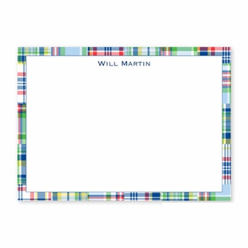 boatman geller madras patch blue thin stationery card