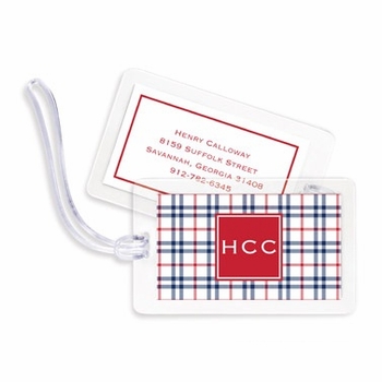 boatman geller miller check navy & red bag tags