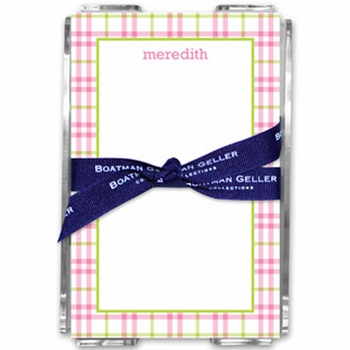 boatman geller miller check pink & green acrylic note sheets