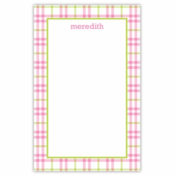 boatman geller miller check pink & green notepad
