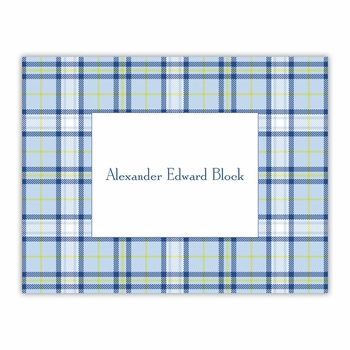 boatman geller plaid blue foldover note